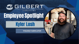 Kyler Losh, welder at Gilbert Industries, featured in employee spotlight working on custom stainless steel tanks